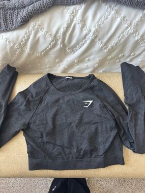 Gymshark Charcoal Gray Seamless Long Sleeve Crop Top